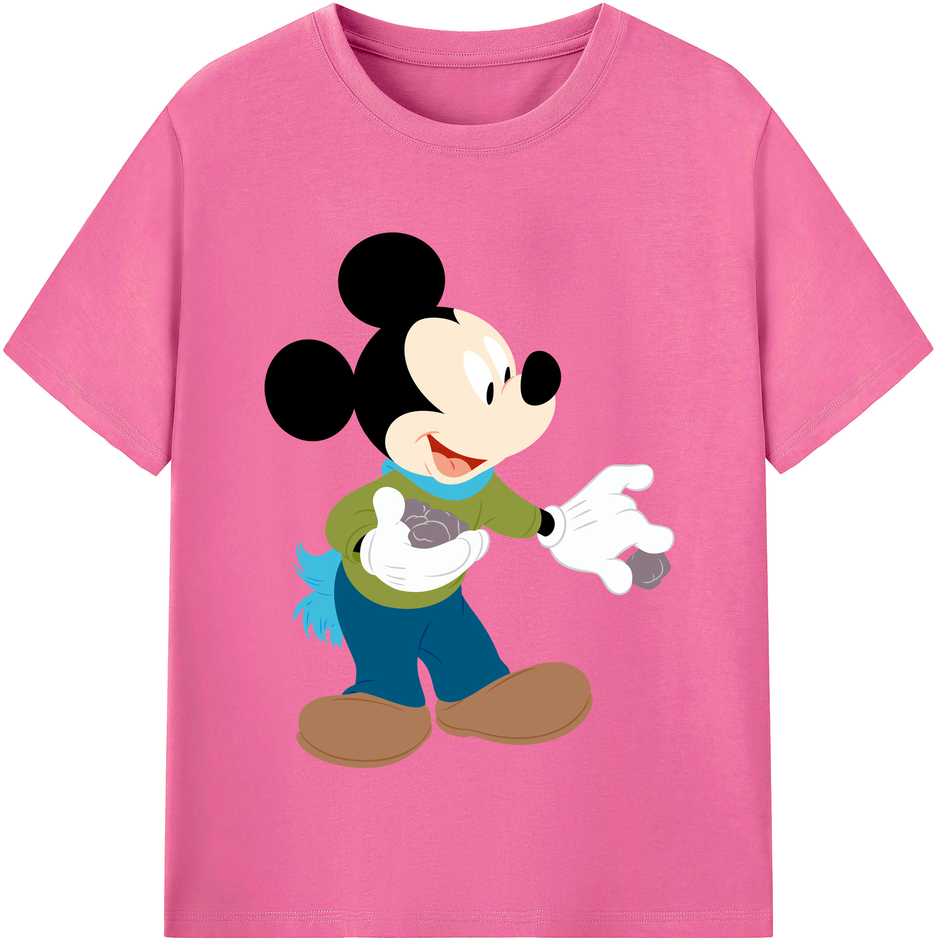 （画像用） ミッキーマウス Mickey Mouse レディースカジュアルプリントTシャツ（綿100％）